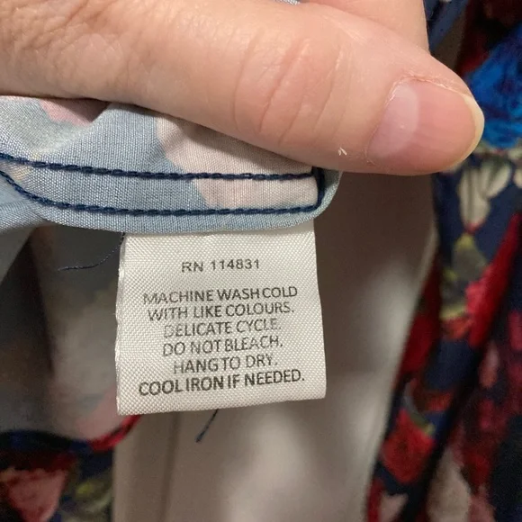 Tallia Navy Floral Button Down Long Sleeve Shirt - Picture 3 of 7